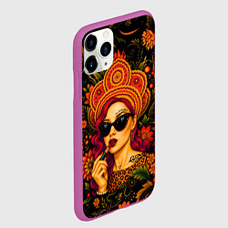 Чехол iPhone 11 Pro матовый Славянская девушка, цвет: 3D-фиолетовый — фото 2