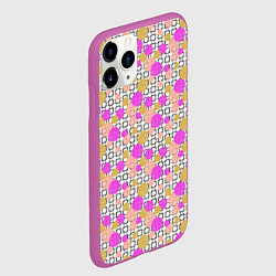 Чехол iPhone 11 Pro матовый Разноцветный акварельный горох на черно белом геом, цвет: 3D-фиолетовый — фото 2