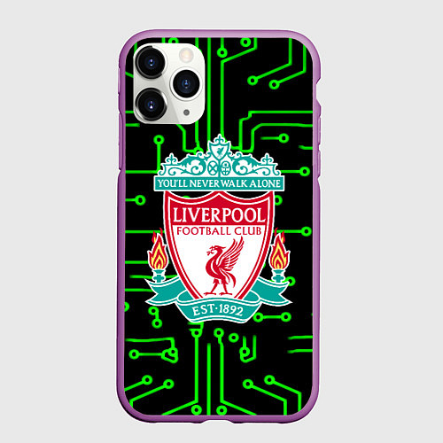 Чехол iPhone 11 Pro матовый Liverpool плата текстура / 3D-Фиолетовый – фото 1