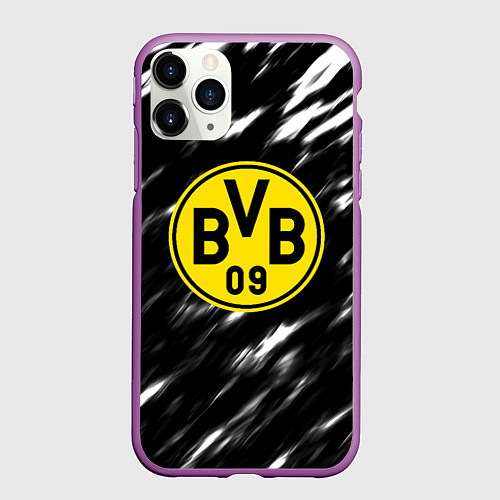 Чехол iPhone 11 Pro матовый Borussia штрихи красок текстура / 3D-Фиолетовый – фото 1