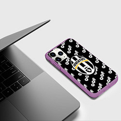 Чехол iPhone 11 Pro матовый Juventus off pattern, цвет: 3D-фиолетовый — фото 2