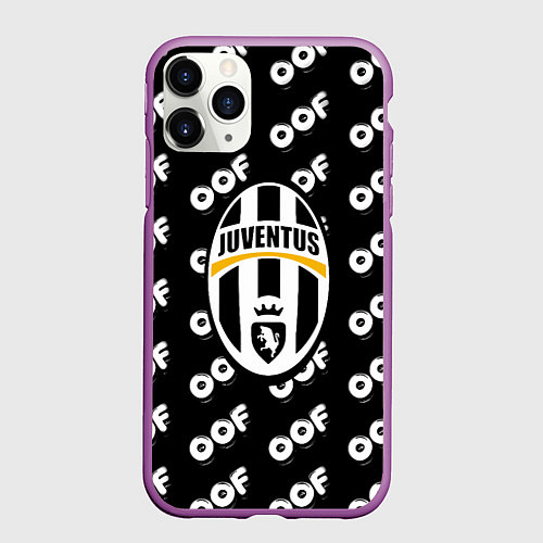 Чехол iPhone 11 Pro матовый Juventus off pattern / 3D-Фиолетовый – фото 1