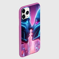 Чехол iPhone 11 Pro матовый Cyber love - metropolis neon glow, цвет: 3D-фиолетовый — фото 2