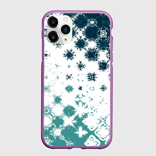Чехол iPhone 11 Pro матовый Узорчатые пятна по диагонали / 3D-Фиолетовый – фото 1