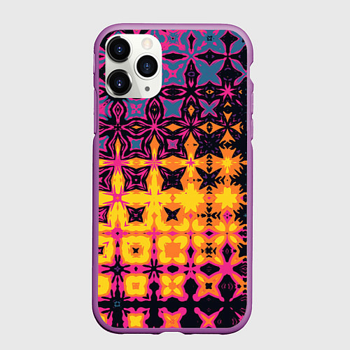 Чехол iPhone 11 Pro матовый Фиолетово-желтая метаморфоза / 3D-Фиолетовый – фото 1