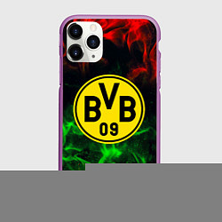 Чехол iPhone 11 Pro матовый Borussia красно зеленый огонь, цвет: 3D-фиолетовый
