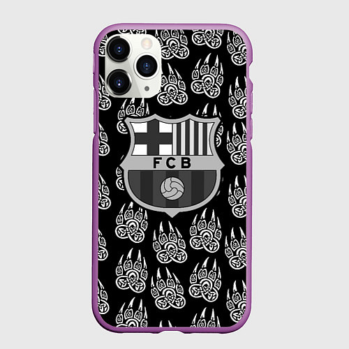 Чехол iPhone 11 Pro матовый Barcelona лапы лес / 3D-Фиолетовый – фото 1