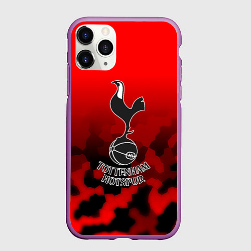 Чехол iPhone 11 Pro матовый Тоттенхэм Хотспур камуфляж красный / 3D-Фиолетовый – фото 1