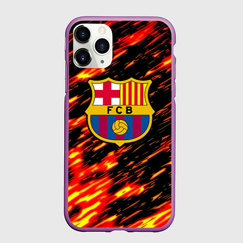 Чехол iPhone 11 Pro матовый Barcelona штрихи огненные / 3D-Фиолетовый – фото 1