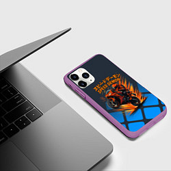 Чехол iPhone 11 Pro матовый Speed demon байкер, цвет: 3D-фиолетовый — фото 2