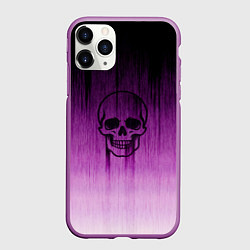 Чехол iPhone 11 Pro матовый Проступающий череп аметист