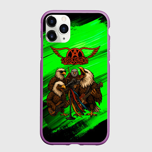 Чехол iPhone 11 Pro матовый Aerosmith орлы / 3D-Фиолетовый – фото 1