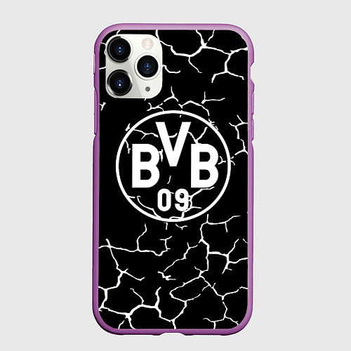 Чехол iPhone 11 Pro матовый Borussia черно белые / 3D-Фиолетовый – фото 1