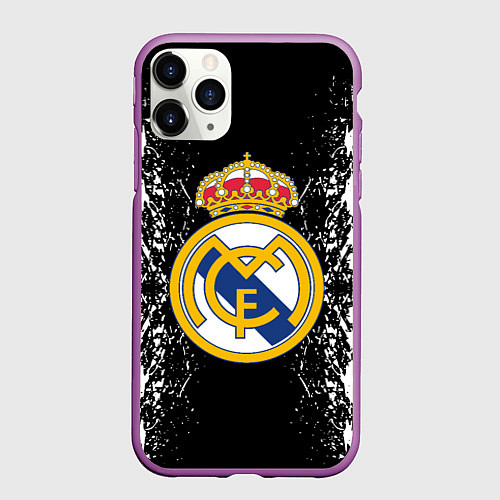 Чехол iPhone 11 Pro матовый Реал Мадрид текстура краски / 3D-Фиолетовый – фото 1