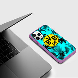 Чехол iPhone 11 Pro матовый Borussia неоновые тропики гта, цвет: 3D-фиолетовый — фото 2