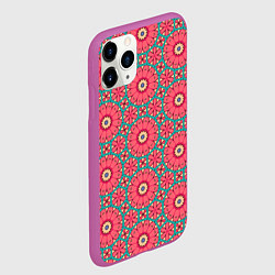 Чехол iPhone 11 Pro матовый Узор из розовых цветов, цвет: 3D-фиолетовый — фото 2
