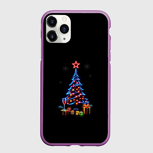 Чехол iPhone 11 Pro матовый New year / 3D-Фиолетовый – фото 1