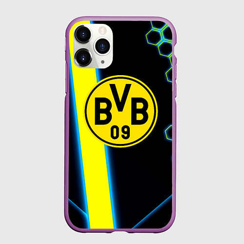 Чехол iPhone 11 Pro матовый Borussia соты броня / 3D-Фиолетовый – фото 1