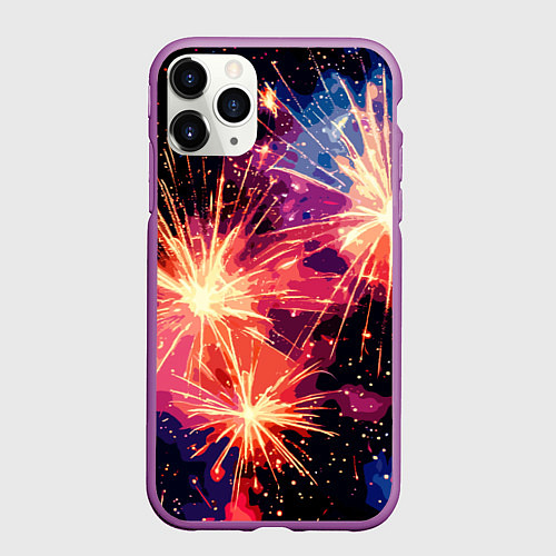 Чехол iPhone 11 Pro матовый Абстракция стилизованный салют / 3D-Фиолетовый – фото 1
