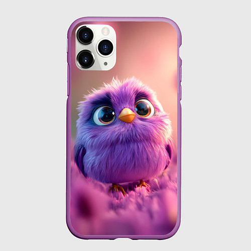 Чехол iPhone 11 Pro матовый Фиолетовая птичка / 3D-Фиолетовый – фото 1