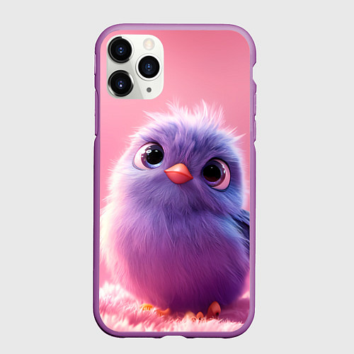 Чехол iPhone 11 Pro матовый Милая фиолетовая птичка / 3D-Фиолетовый – фото 1
