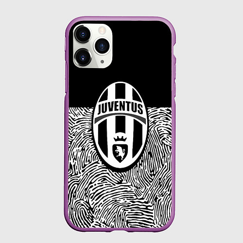 Чехол iPhone 11 Pro матовый Juventus отпечатки текстура / 3D-Фиолетовый – фото 1