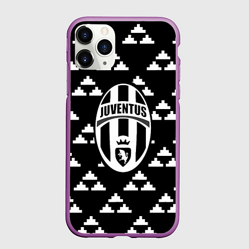 Чехол iPhone 11 Pro матовый Juventus геометрия треугольники / 3D-Фиолетовый – фото 1