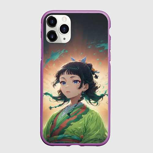 Чехол iPhone 11 Pro матовый Маомао на фоне облаков / 3D-Фиолетовый – фото 1