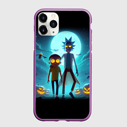 Чехол iPhone 11 Pro матовый Рик и Морти в ночь на хэллоуин