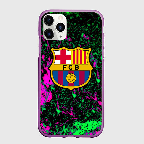 Чехол iPhone 11 Pro матовый Барселона кислотные неоновые краски / 3D-Фиолетовый – фото 1
