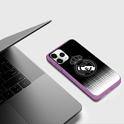 Чехол iPhone 11 Pro матовый Реал Мадрид текстура геометрия, цвет: 3D-фиолетовый — фото 2