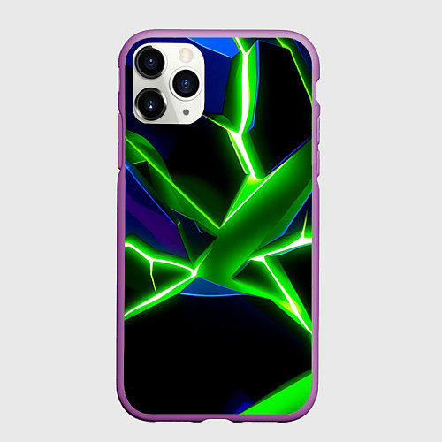 Чехол iPhone 11 Pro матовый Green glow / 3D-Фиолетовый – фото 1