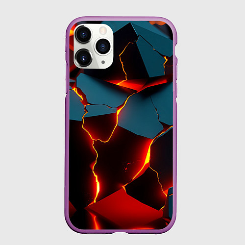 Чехол iPhone 11 Pro матовый Orange glow / 3D-Фиолетовый – фото 1