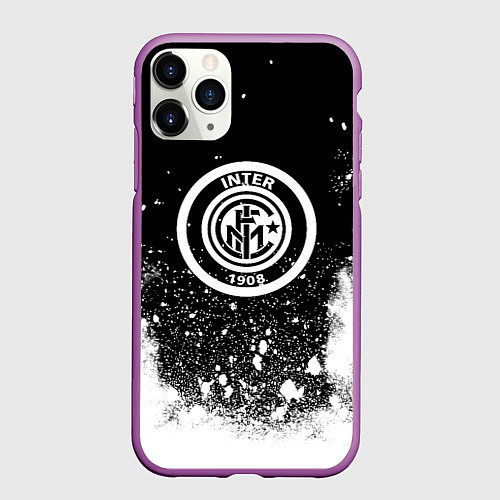 Чехол iPhone 11 Pro матовый Inter белый всплеск краско / 3D-Фиолетовый – фото 1