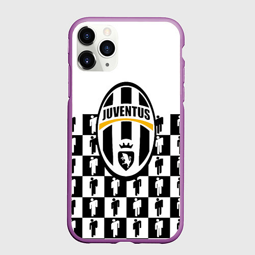 Чехол iPhone 11 Pro матовый Juventus болельщики паттерн / 3D-Фиолетовый – фото 1