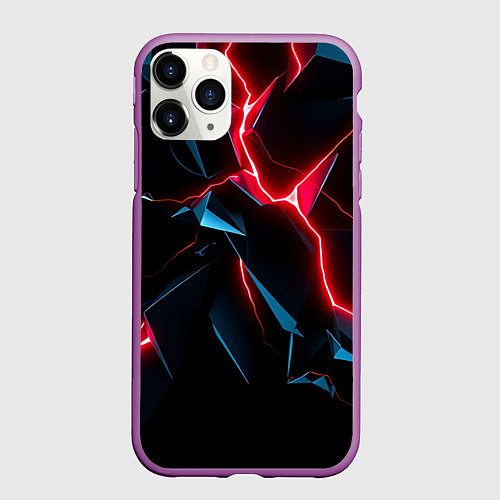 Чехол iPhone 11 Pro матовый Neon multicolored / 3D-Фиолетовый – фото 1
