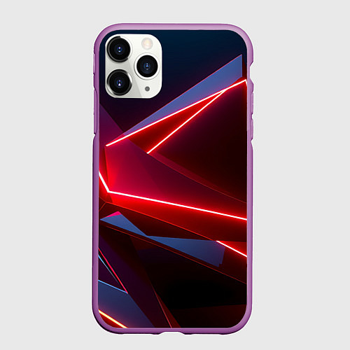 Чехол iPhone 11 Pro матовый Neon laser red / 3D-Фиолетовый – фото 1