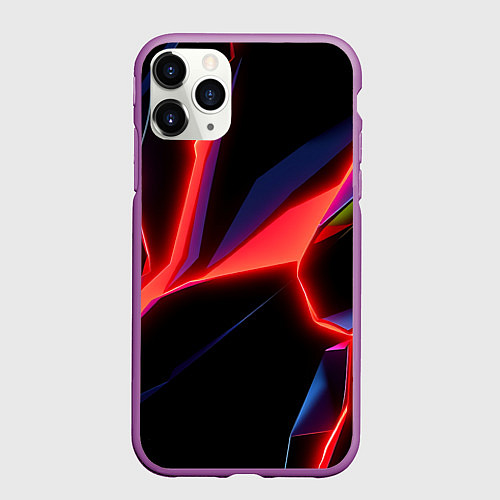 Чехол iPhone 11 Pro матовый Neon red / 3D-Фиолетовый – фото 1