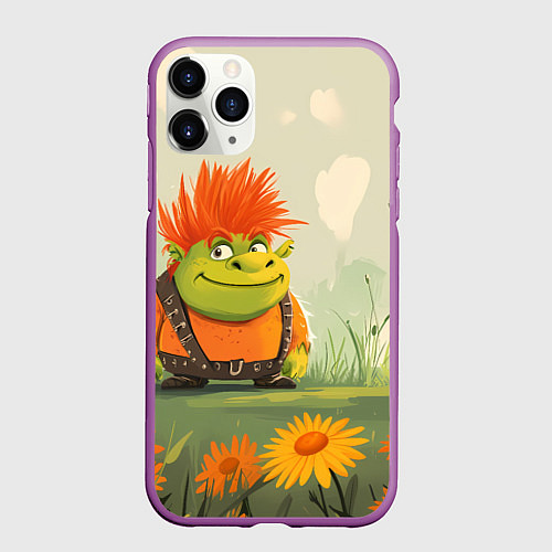 Чехол iPhone 11 Pro матовый Маленький Шрек с рыжими волосами / 3D-Фиолетовый – фото 1