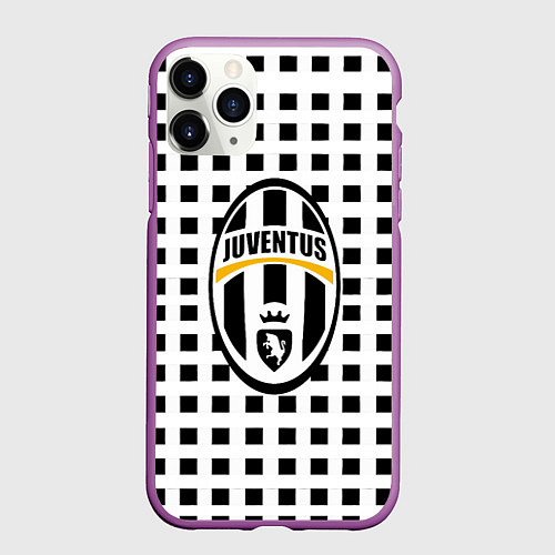 Чехол iPhone 11 Pro матовый Ювентус клетка геометрия / 3D-Фиолетовый – фото 1