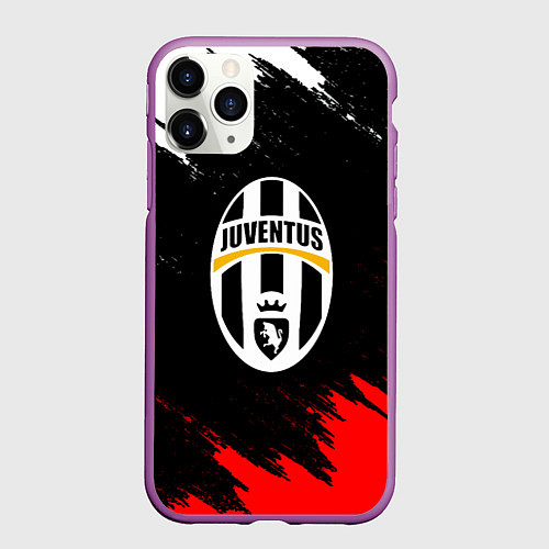 Чехол iPhone 11 Pro матовый Ювентус краски текстура / 3D-Фиолетовый – фото 1