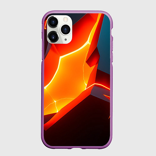 Чехол iPhone 11 Pro матовый Neon orange / 3D-Фиолетовый – фото 1