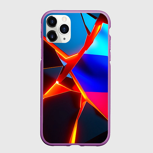 Чехол iPhone 11 Pro матовый Russia flag fractures / 3D-Фиолетовый – фото 1