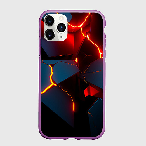 Чехол iPhone 11 Pro матовый Orange rift / 3D-Фиолетовый – фото 1