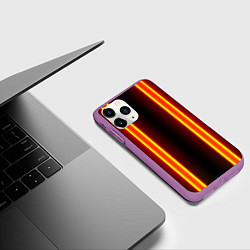 Чехол iPhone 11 Pro матовый Neon lines, цвет: 3D-фиолетовый — фото 2