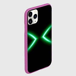 Чехол iPhone 11 Pro матовый Neon green lines, цвет: 3D-фиолетовый — фото 2