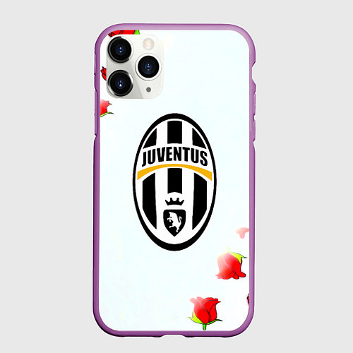 Чехол iPhone 11 Pro матовый Ювентус розы / 3D-Фиолетовый – фото 1