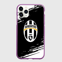 Чехол iPhone 11 Pro матовый Juventus краски штрихи текстура, цвет: 3D-фиолетовый
