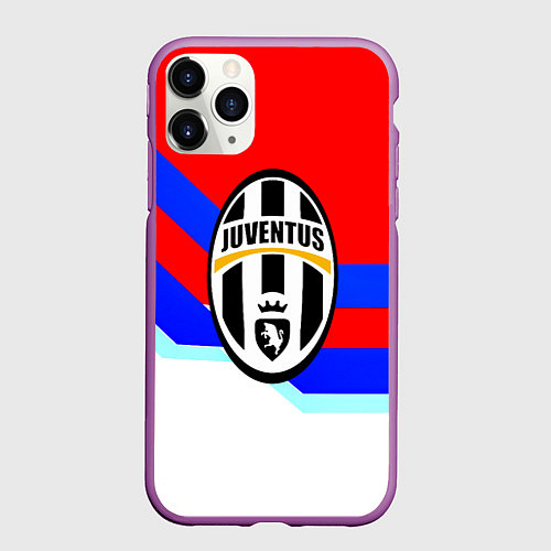 Чехол iPhone 11 Pro матовый Ювентус спортивная геометрия / 3D-Фиолетовый – фото 1