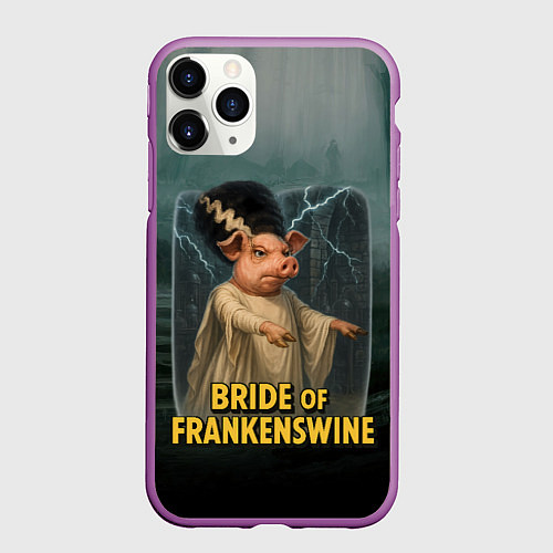 Чехол iPhone 11 Pro матовый Франкенштейн свинья невеста / 3D-Фиолетовый – фото 1